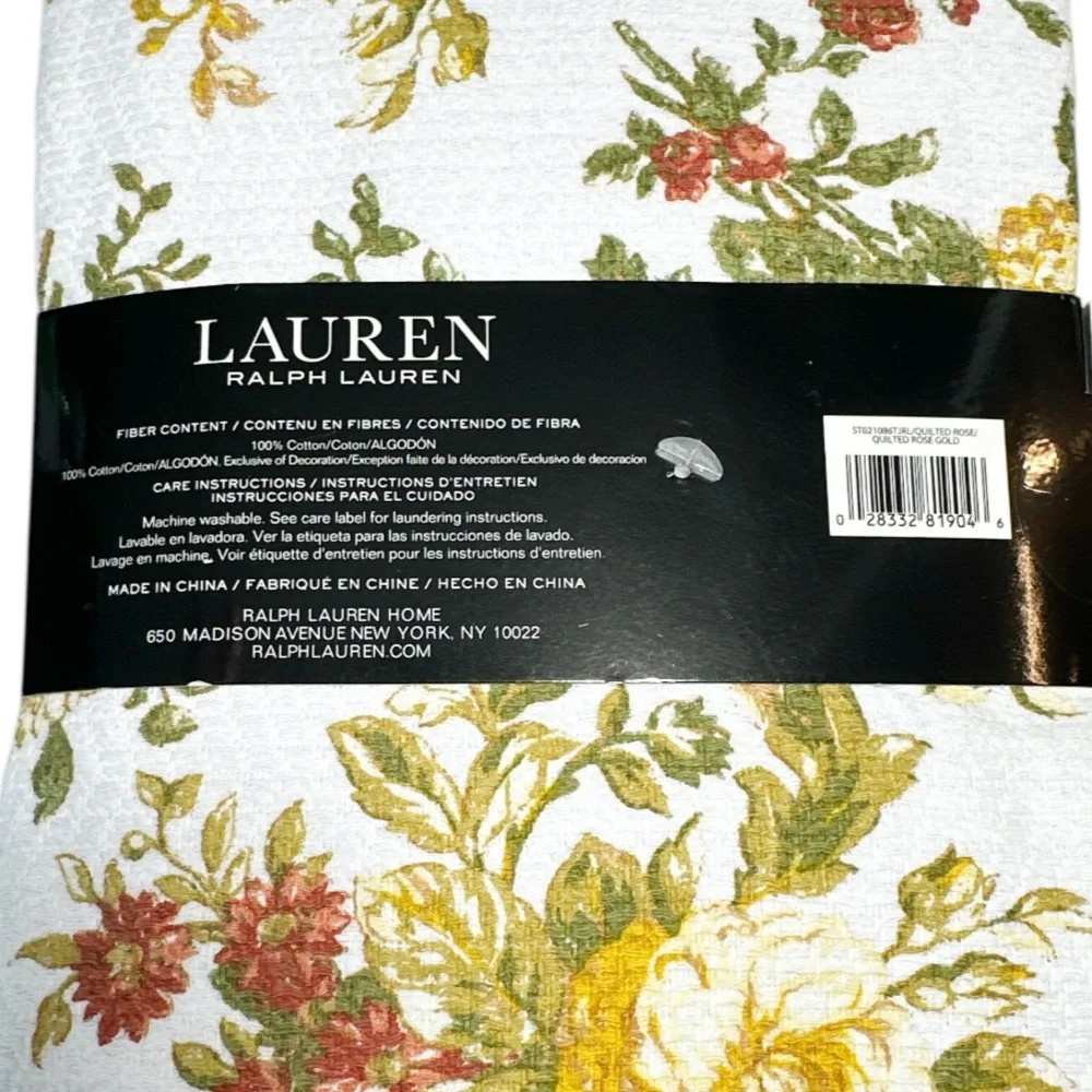NEW Lauren Ralph Lauren QUILTED ROSE GOLD Kitchen Towel Set/3